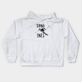 Riding Lines In The Snow, heli skiing, skiing artwork, boarding hoodie, trick t-shirts, piste, snow sports Kids Hoodie